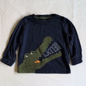 carter's later alligator graphic long sleeve shirt navy blue cotton 12 months